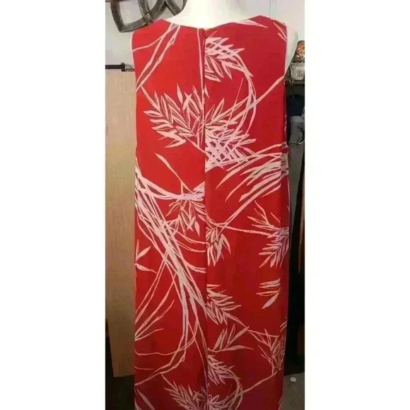Alfani (20W) Red Midnight Palm 2-Layer Sleeveless Ladies Stretch Dress - Picture 7 of 12